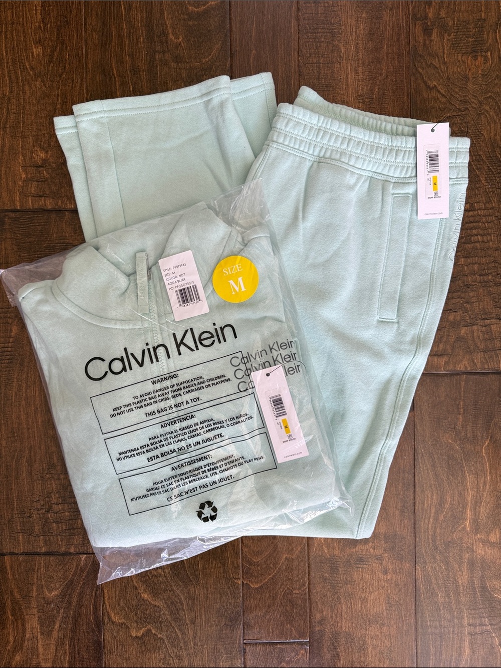 Calvin Klein Pastel Mint Fleece Sweatshirt & Joggers Set